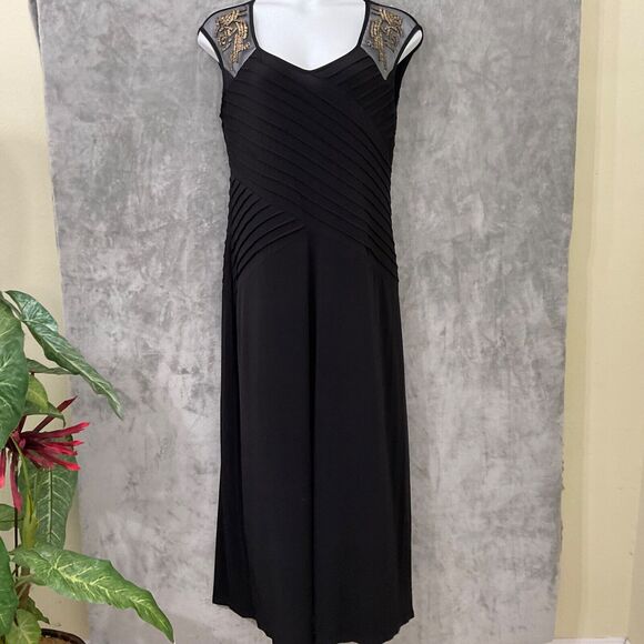 Women’s Candalite Formal Dress Size 1X maxi illusion back beaded cap sleeves - Picture 1 of 4